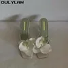Oulylan Luxus Damen High Heels Sandalen Eleganter Stil Blumenzehe High Heels Hausschuhe Casual Sommer Damenschuhe