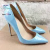 Frauen 8CM 10CM 12CM Blau Spitz High Heels 2025 Neue Elegante Temperament Party Einzelnen Schuhe solide Damen Große Größe Pumpen