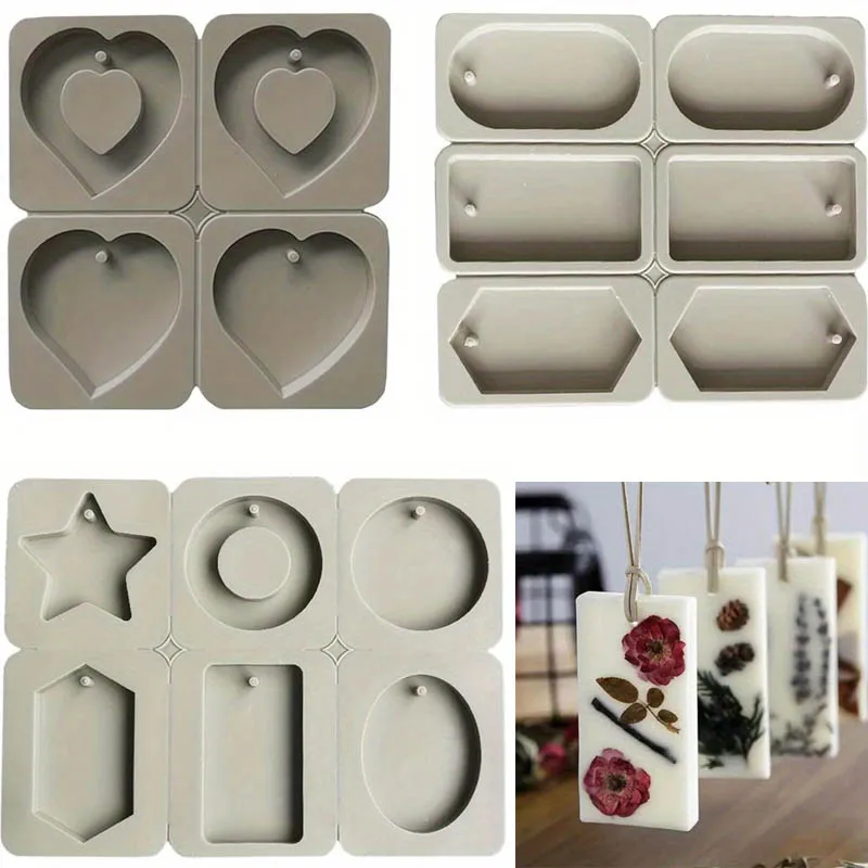 1PC DIY Silikon Ton Aromatherapie Tabletten Formen Handwerk Hängende Ornamente Wachs Formen Blume Seife Form Handwerk Zubehör Image