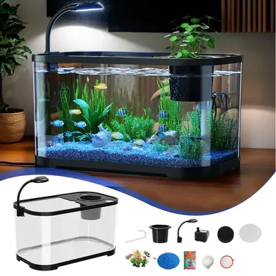 Aquarium Kit Betta Fish Tank For Beginners Desktop Beginner Aquarium Small Household Fish Bowl For Aquatic Animals Betta Turtle