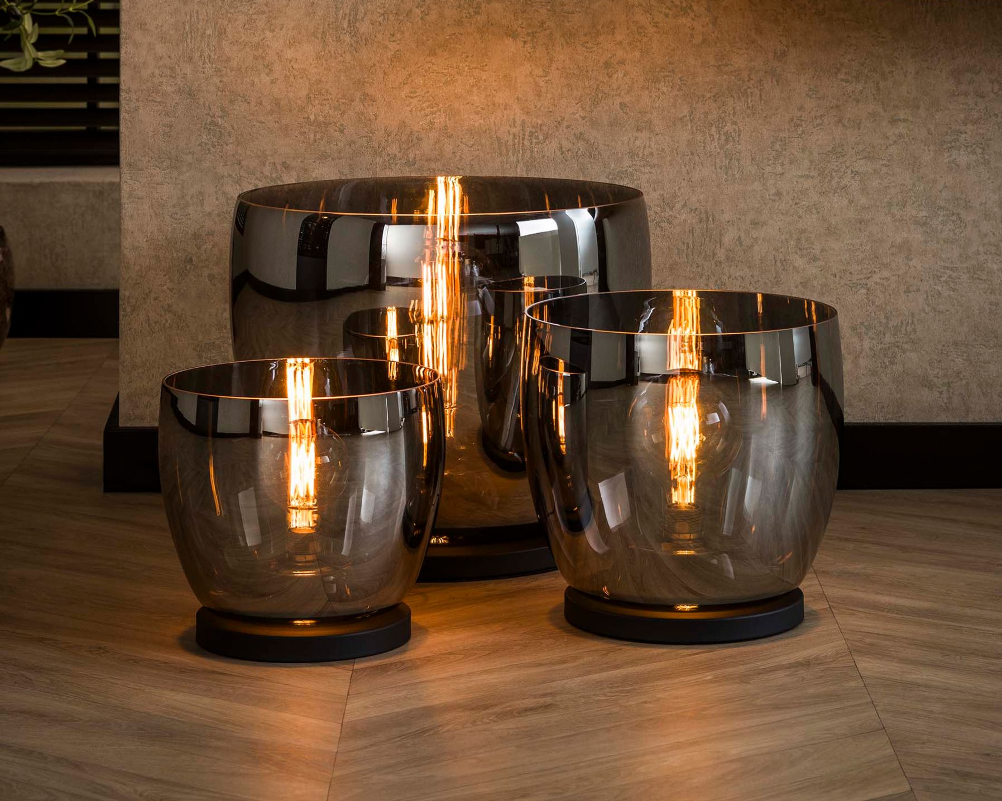 designline »UP« Stehlampe Chrom Stehlampe L / mit Beleuchtung rauchgrau