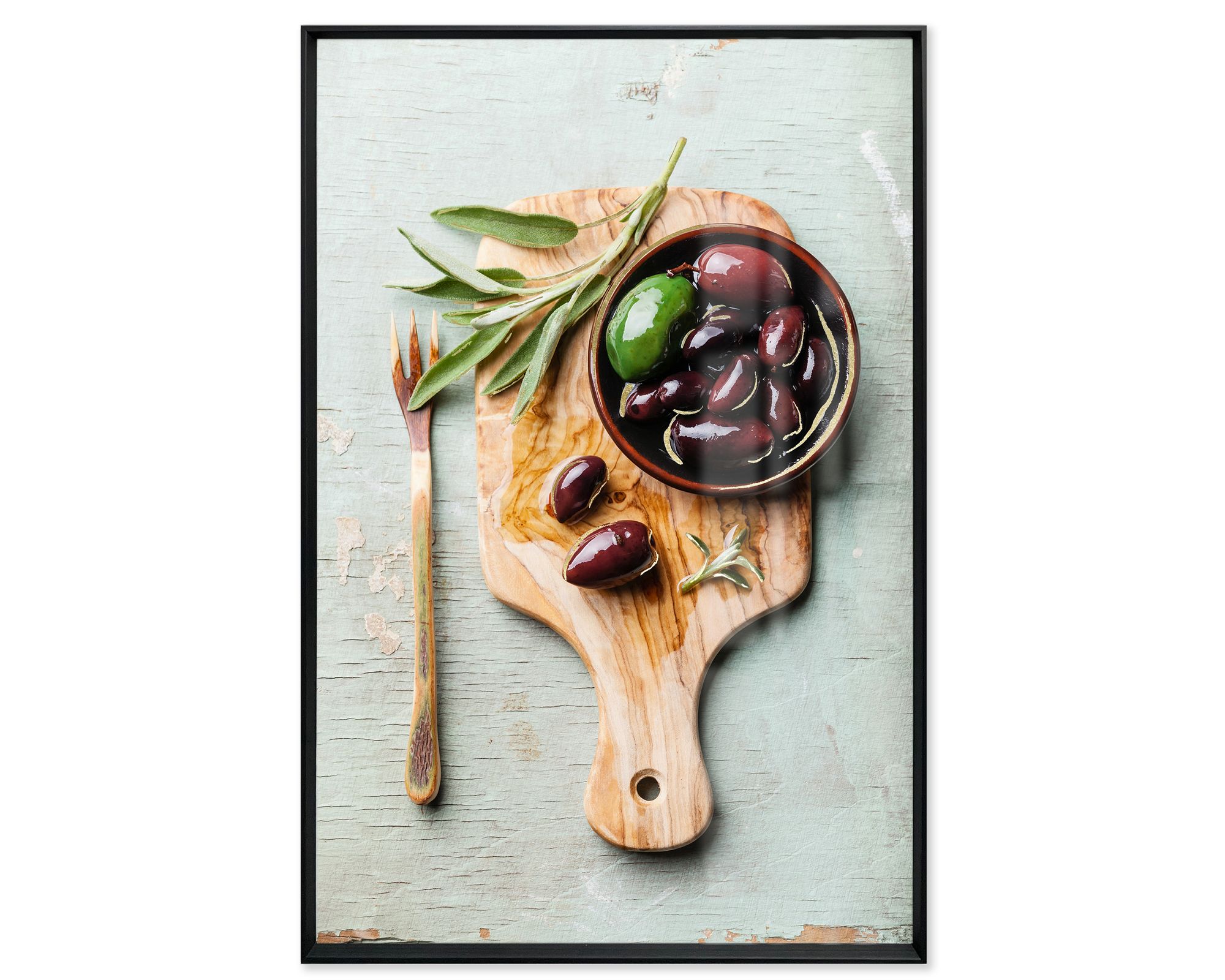 La Casa »Oliven« Glasbild 60x90 cm Rahmen schwarz Image