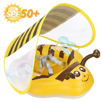 Swimbobo New Upgrades Yellow Bee Mesh Safety Soft Seat Pocket Baby Inflatable Swimming Floating Kids Ring Circle Fun Summer Toys