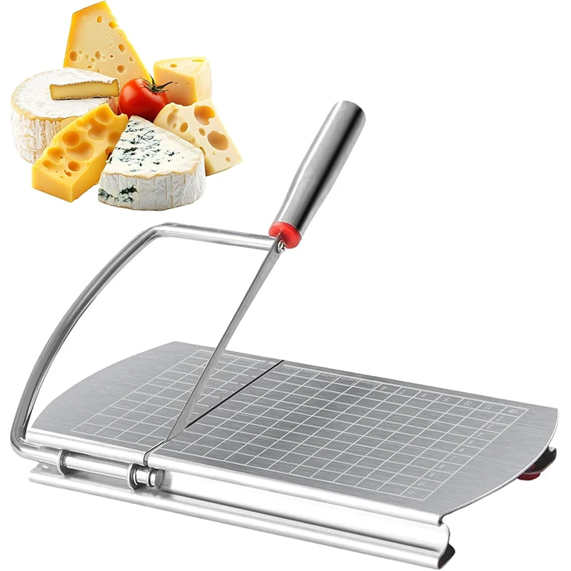 Mehrzweck-Käse-Slicer mit Gitter-Skala-Slicer, Käseschneider aus Edelstahl, Schneidebrett für Block-Käse-Butter JT504 Image