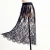 Frauen Sommer Chiffon Midi Rock Rüschen Spitze Mesh Vintage Große Große Plus Größen Casual Elegante Party Mode Lose Röcke