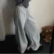 Deeptown pantaloni della tuta larghi Vintage da donna Harajuku pantaloni larghi da jogging grigi Oversize con pantaloni Casual in cotone coreano retrò in pile