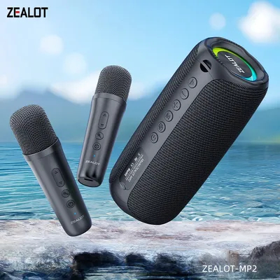 ZEALOT-MP2m Karaoke-Maschine Tragbarer Bluetooth-Lautsprecher mit 1–2 kabellosen Mikrofonen mit verbessertem Bass, Bluetooth 5.3, 10 Stunden Wiedergabe Image