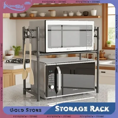 Multi-Tier Kitchen Storage Rack Microwave Oven Shelf Countertop Standing Organizer for Condiment Bottles Kitchen Accessories