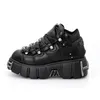 2025 NEUE Punk Stil Frauen Schuhe Lace-up ferse höhe 6 CM Plattform Schuhe Frau Gothic Ankle Rock stiefel Metall Dekor Frau Turnschuhe