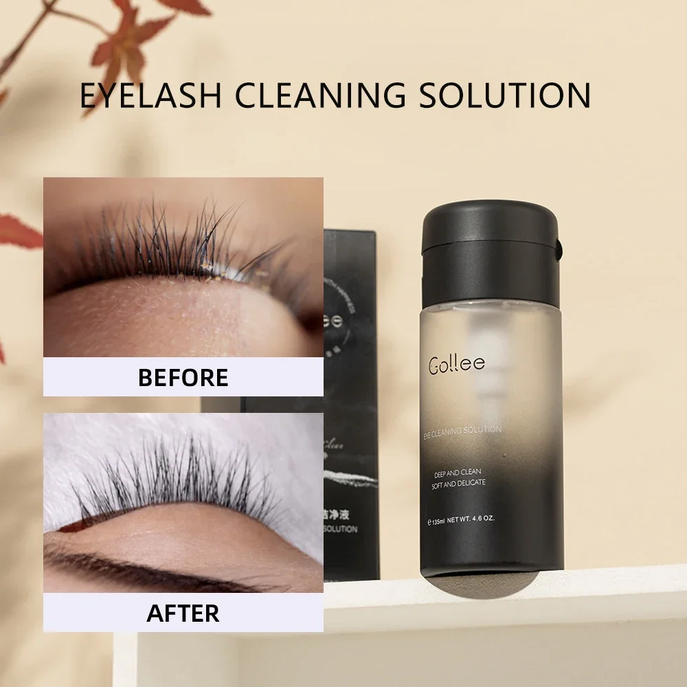 GOLLEE Wimpernreinigungslösung 135 ml Wimpernreinigung Wartung 2in1 Wimpernverlängerungsreinigung Tiefenstaubentfernungsöl Sanft Image
