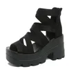 9 CM Sommer Sandalen Quadratische Absätze Turnschuhe Frauen Strand Flip Flop Hohe Plattform Casual Sandalen Atmungsaktive Wanderschuhe Hausschuhe Größe 42
