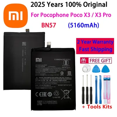2025 Year 100% Original BN57 5160mAh Phone Battery For Xiaomi Pocophone X3 NFC / Poco X3 Pro Replacement Batteries Fast Shipping