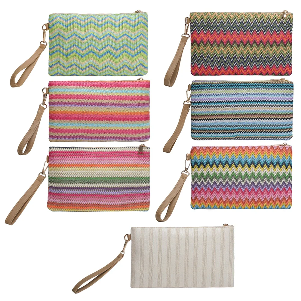 Gewebte Clutch-Tasche, bunt, für Geld, Strand, lange Tasche, handgefertigt, Vintage, lässig, tragbar, elegant, einfach, exquisit für den Wochenendurlaub Image