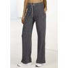 Loungepants FRENCH CONNECTION, Damen, Gr. 36/38, N-Gr, grau (anthrazit meliert), Obermaterial: 78% Polyester, 19% Viskose, 3% Elasthan, meliert, unifarben, modisch, bequem lang, Hosen, in gerippter Strickoptik
