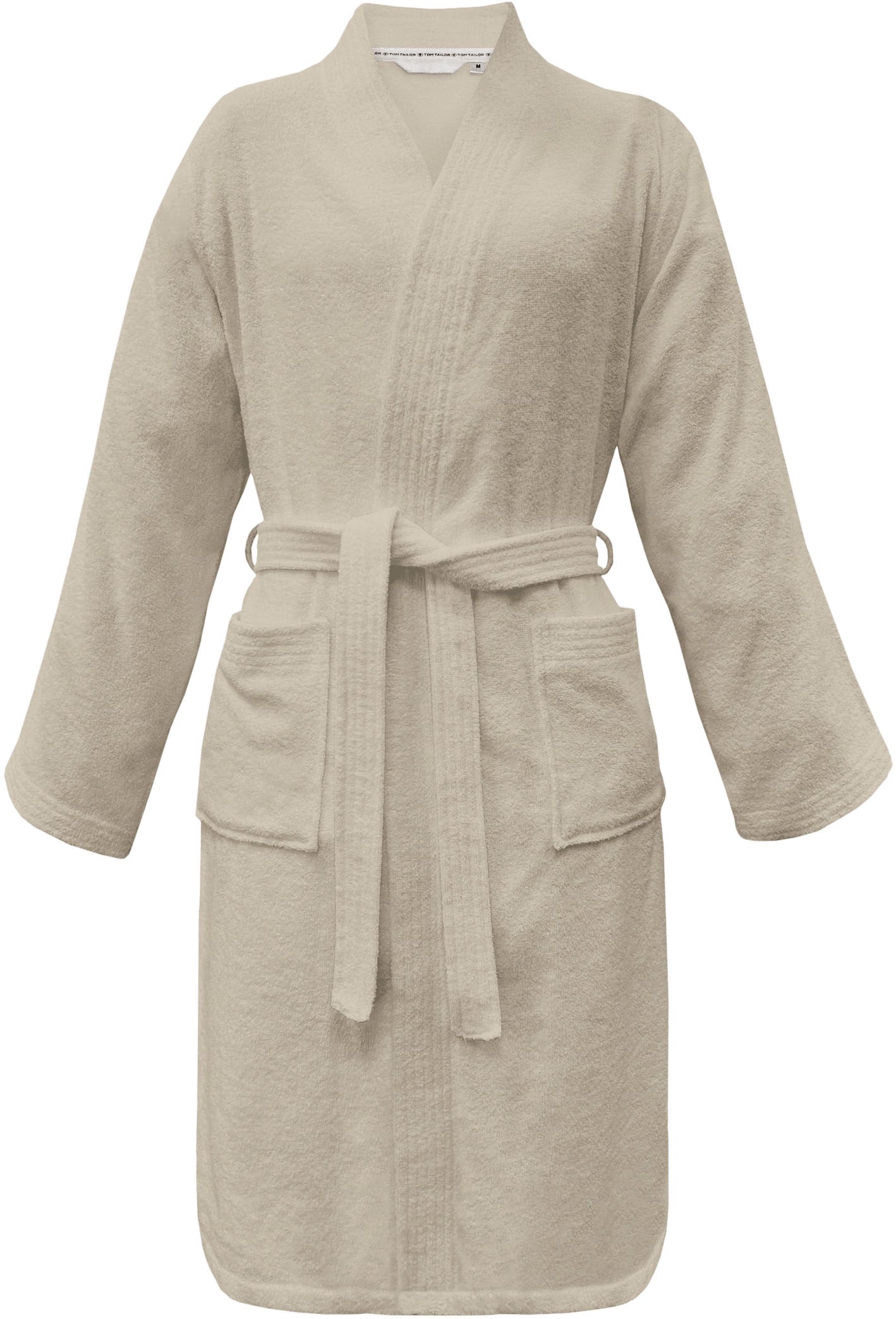 Bademantel TOM TAILOR HOME "Kimono COLOR BATH" Gr. XL, beige (sunny sand), XL, Frottier, Hausmäntel, Bademantel