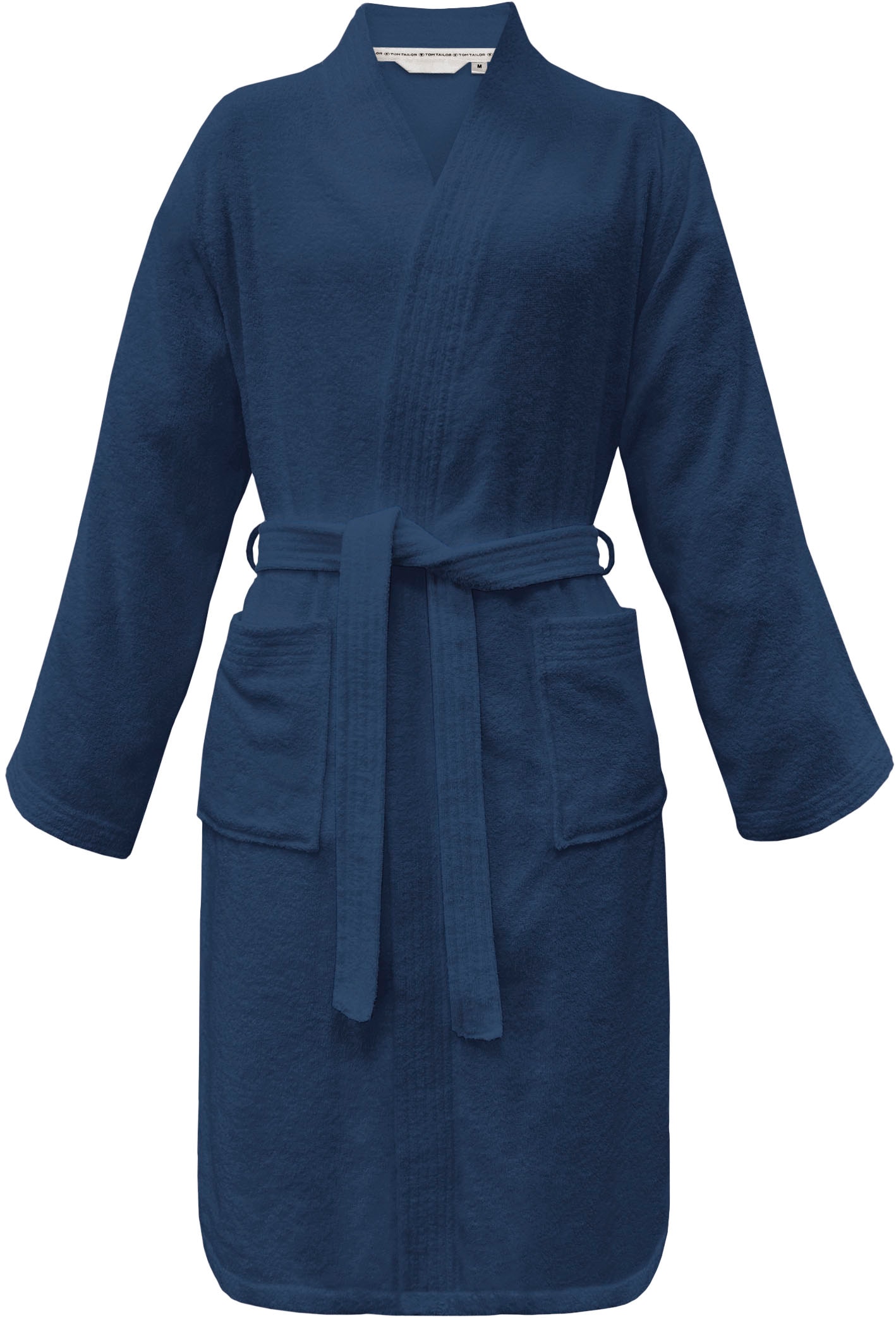 Bademantel TOM TAILOR HOME "Kimono COLOR BATH" Gr. L, blau (schwarz navy), L, Frottier, Hausmäntel, Bademantel