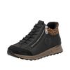 Sneaker RIEKER "Ready2GO", Damen, Gr. 43, schwarz (schwarz, leo), Lederimitat, Textil, animal-print, sportlich, Schuhe, Schnürboots, High Top Sneaker, Stiefelette mit Soft-Einlage