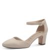 Spangenpumps TAMARIS, Damen, Gr. 36, beige, Textil, unifarben, Veloursleder, klassisch, Schuhe, Riemchenpumps, Abendschuh, Festtagsschuh, verstellbare Schnalle