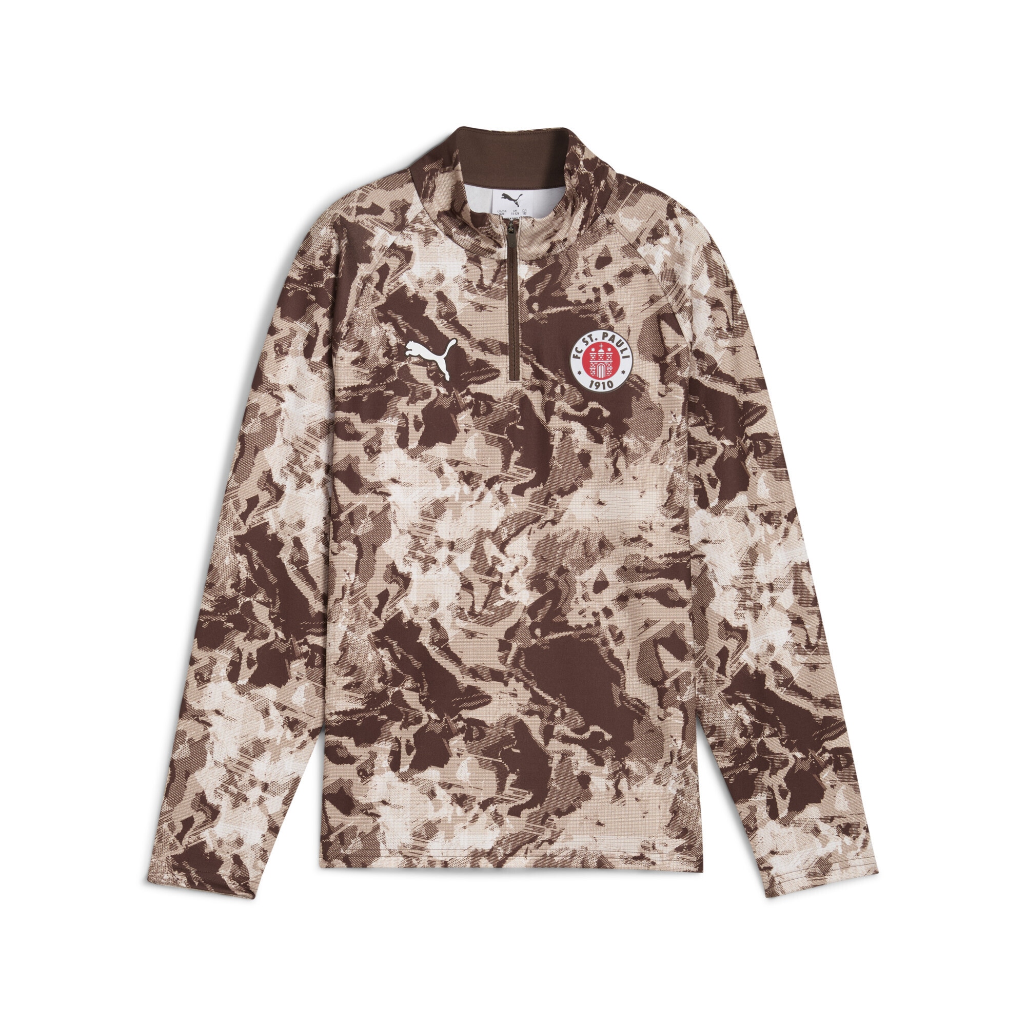 T-Shirt PUMA "FC St. Pauli Aufwärmtop Jugendliche", Kinder, Gr. 164, weiß (espresso braun weiß), Obermaterial: 100% Polyester, regular fit, Rundhals, Shirts Image
