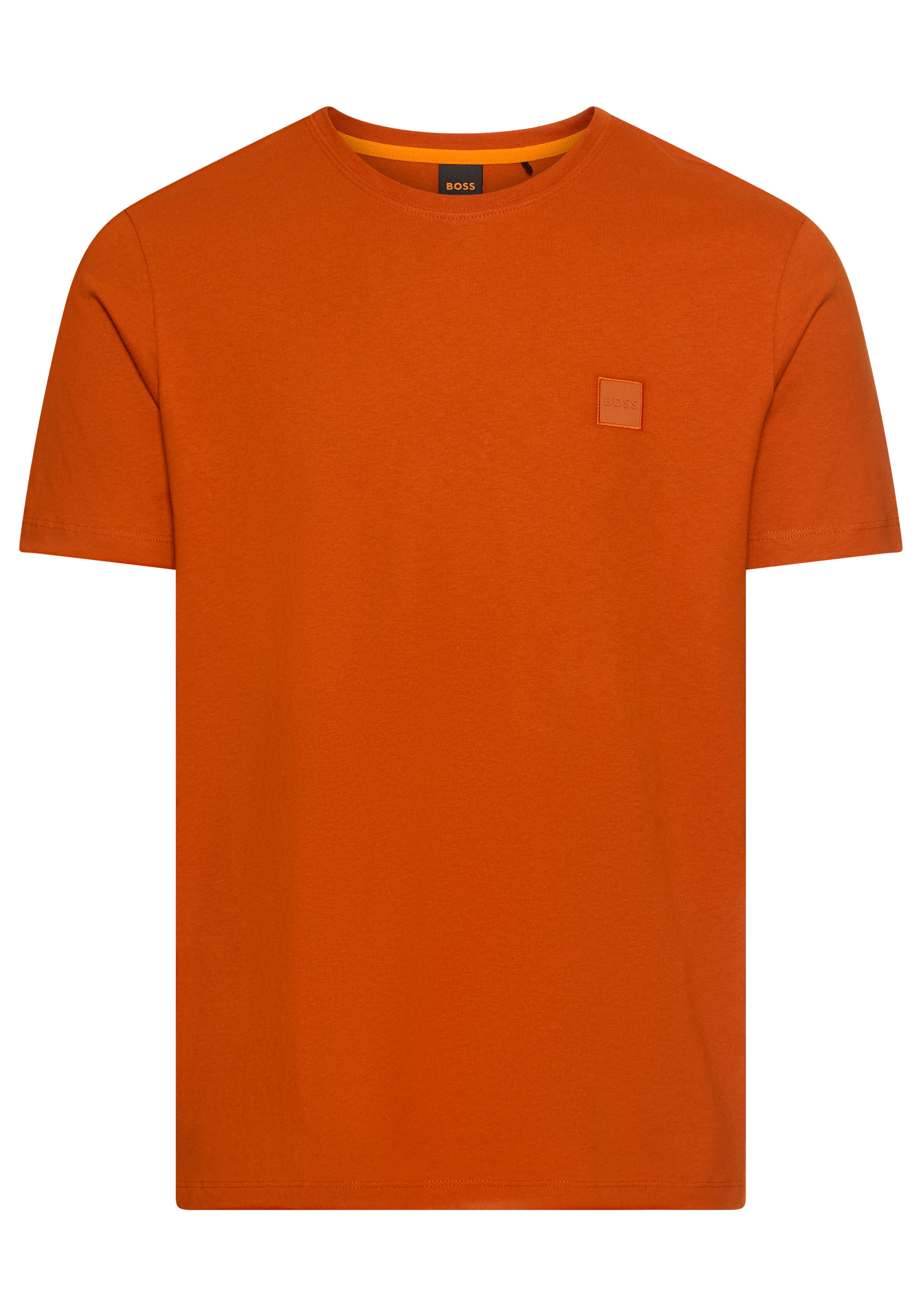 T-Shirt BOSS ORANGE "Tales", Damen, Gr. XL, orange (open orange842), Web, Obermaterial: 100% Baumwolle, Basic normal, Rundhals, eng eingefasste Kante, Shirts T-Shirt, mit BOSS Stickerei auf der Brust