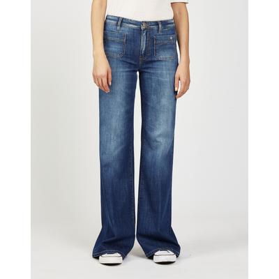 Bootcut-Jeans GANG "94 JESSI FLARED", Damen, Gr. 33, N-Gr, azur blau wash, Denim/Jeans, Obermaterial: 98% Baumwolle, 2% Elasthan, casual, ausgestellt lang, Jeans, im angesagten Leo Muster Image