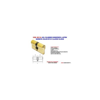 Messing-Europaprofilzylinder mit Serreta 30x40R15 und 3 Schlüsseln CL3040 Image