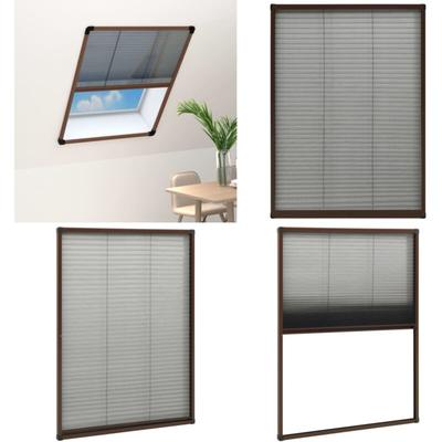 Insektenschutz-Plissee für Fenster Aluminium Braun 80x120 cm - Dachfensterschutz - Insektenschutz Image