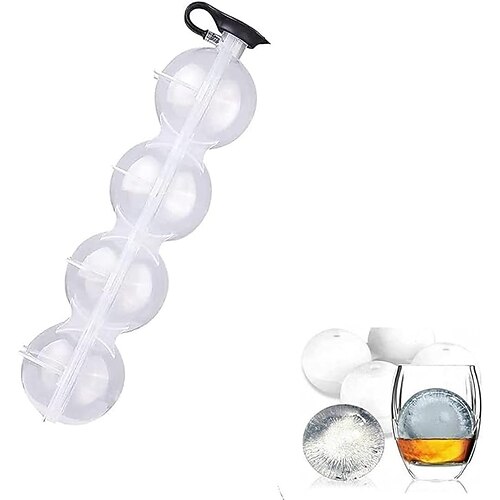 Eisballform-Set mit 4 Löchern für Whisky, runder Eiskugelbereiter, Eiswürfelschale für vier Würfel, perfekt für die Herstellung großer Eisbälle für Cocktails und Getränke Image