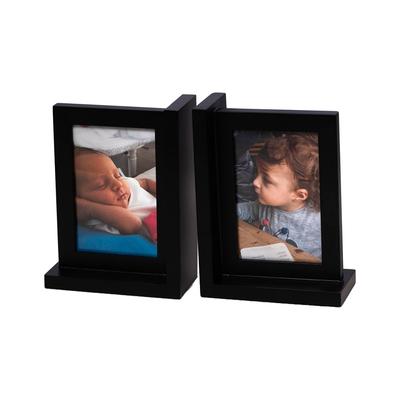 Bey-Berk Kennedy Solid Wood Black Picture Frame Book End