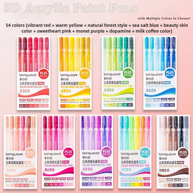 Acryl-Gelstift, 6/54 Farben, weicher Pinsel, hohe Tinte zum Malen, Zeichnen, multifunktionaler Künstler, Schüler, Schulbedarf, Schreibwaren Image