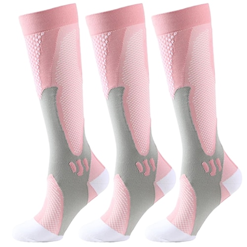 3 Paar bequeme und atmungsaktive Kompressionsstrümpfe aus Nylon für Damen, Lauf-Wadensocken für Frühling und Sommer, elastische lange Sportsocken für Yoga und Fitness Image
