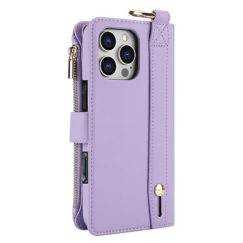 Handy Hülle Handyhüllen Für iPhone 17 Pro Max 17 Air 16 15 14 Pro Max Plus 16e 13 Pro Max Mini Brieftaschenhülle Reisverschluss mit Trageriemen Kartenfach Retro TPU PU-Leder Image