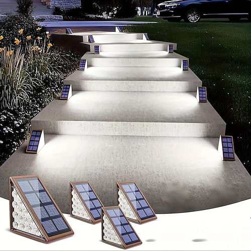 2/4 Pcs Outdoor Solar-Stufenlichter 13 LEDs Solar-Stufenlichter IP65 wasserdicht Solar-Gartenlichter für Veranda Stufen Patio Haustür Gehweg Deckbeleuchtung Deko für Halloween Image