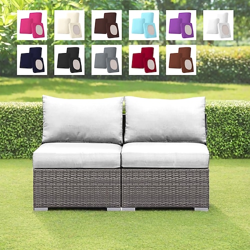 2-teilige wasserdichte Outdoor-Kissenbezüge für Ecksofas, wetterfeste graue PE-Rattan-Sitzgruppen, Outdoor-Zweisitzer, Terrassenmöbel für Balkon, Garten und Pool
