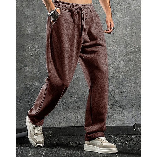 Herren Sporthose Jogginghose Hose Tasche Elastischer Bund Kordelzug Einfach Komfort Sport im Freien Täglich Mode Lässig Blau Dunkelgrün Mikroelastisch Image