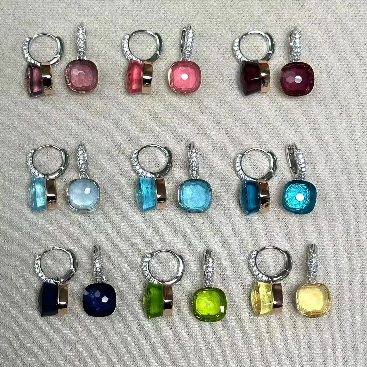 10,6mm Hängeohrringe S925 Silber Candy-Style Anhänger 32 Farben Kristall Tropfenohrringe für Damen Feiner Schmuck Geschenk Trendig