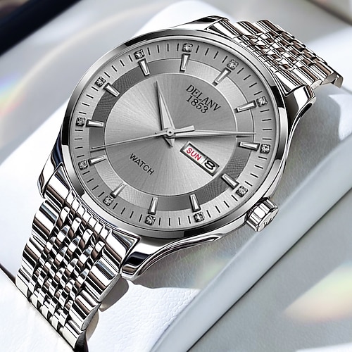 Valentinstagsgeschenk für Damen Herren Quarz-Uhr große Ziffernblatt modische Strass-Geschäfts leuchtender Kalender Datum wasserdichte Edelstahl-Armbanduhr