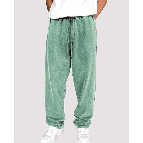 Herren Jogginghose Sporthose Hose Kordelzug Tasche Elastischer Bund Einfach Komfort Täglich Sport im Freien Mode Lässig Blau Gras-Grün Mikroelastisch Image