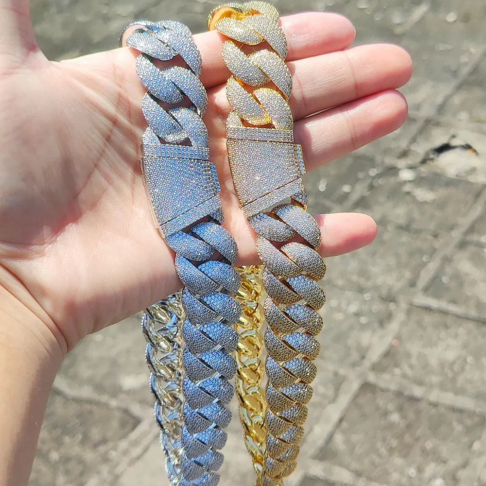 Hip Hop 22 mm kubanische Gliederkette voller Iced Out Zirkon 6 Reihen Stein schwere und dicke kubanische Halskette Herren Geschenk Schmuck Drop Shipping