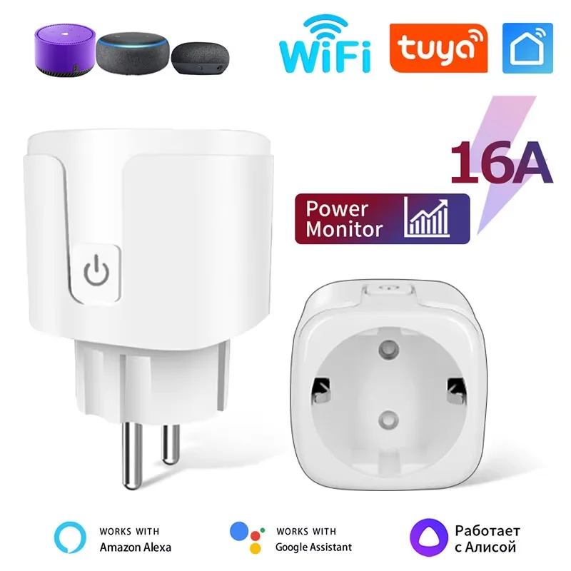 Tuya Smart Home EU Steckdose 16A WiFi Smart Plug mit Power Monitor Outlet Smart Leben APP Sprachsteuerung Alexa Google hause 110V 220V Image