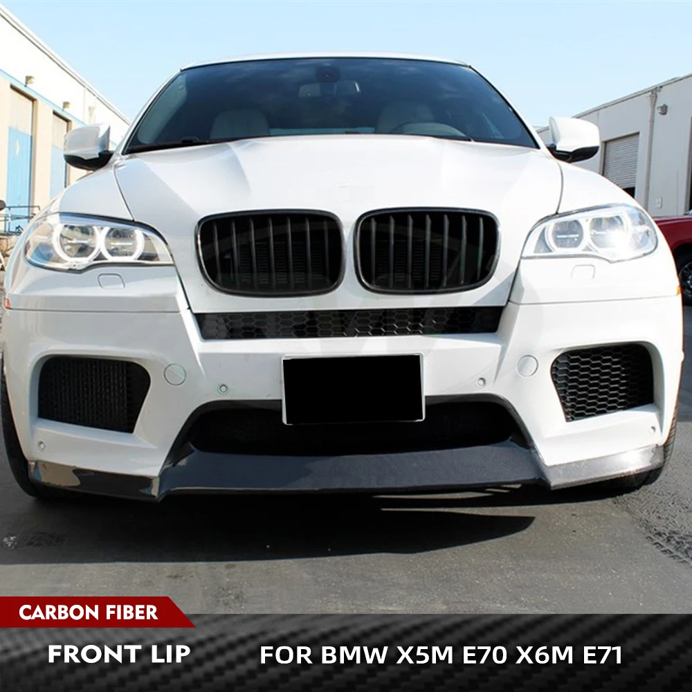 Für BMW X5M E70 X6M E71 2010-2014 Carbon Fiber Front Bumper Lip Front Lip Spoiler Body Kit Lip spoiler Splitter FRP 3 TEILE/SATZ Image