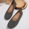 Runde Kappe Frauen Wohnungen Schuhe Bequem Stricken Ballett Flache Schuhe Casual Slip auf Flache Büro Boot Schuhe Plus Größe Zapatos Mujer