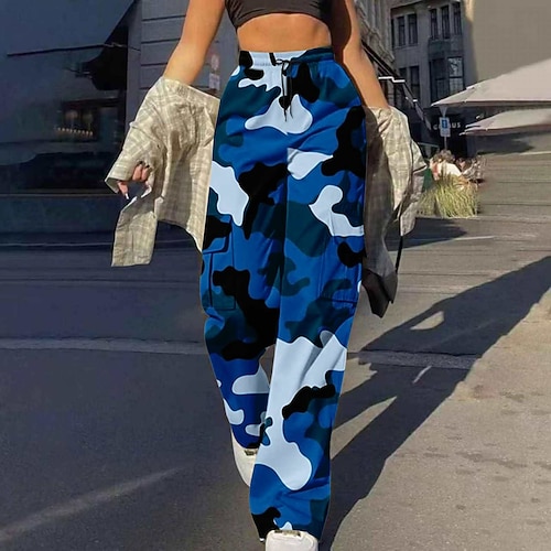 Damen EU- / US-Größe Gerade Lässig / Sportlich Athleisure Volle Länge Natürliche Taille Patchwork Blau Azurblau Wein Dunkelblau Frühling, Herbst, Winter, Sommer Image