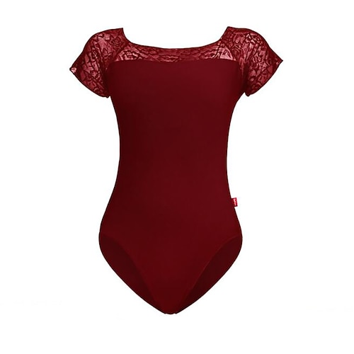 atmungsaktiver balletttrikot / einteiler spitze solide damen training performance kurzarm hoch nylon Image