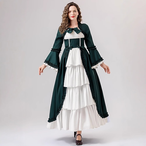 Vintage Kleid Prinzessin A-Linie Quadrathals Kostüm Halloween Maskerade Leistung Party Halloween Kleid Ganzjahres Image