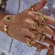New Freshwater Ocean Jewelry Ring For Women Anillos Gold Color Stainless Steel Starfish Shell Geometric Aesthetic Open Rings
