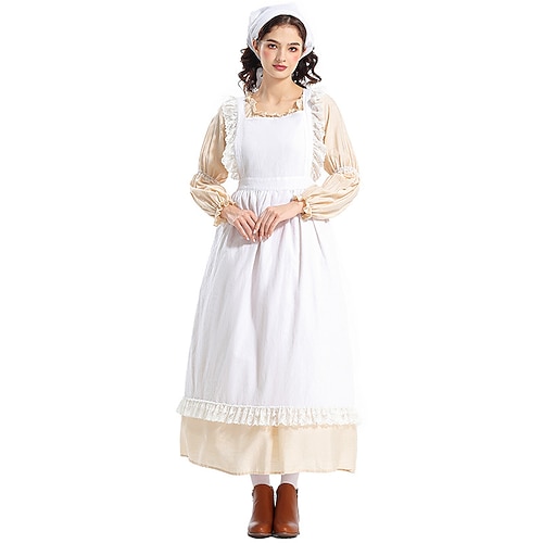 Buchwoche 2026 19. Jahrhundert 1800er Jahre Prärie-Kleid Pioniermädchen Kolonial Pionier Revolutionskrieg Kostüm Damen Halloween Karneval Welttag des Buches American 250 4. Juli Fünfhundertjahrfeier Image