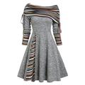 Damen Minikleid A Linie Kleid Lässig Täglich Normale Passform Karomuster Langarm Schulterfrei Schwarz Rote Marineblau Königliches Blau Frühling Herbst Winter