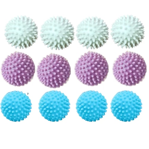 12er-Pack wiederverwendbare magische Wäschebälle, Alternative zum Weichspüler, langlebige Wäschebälle gegen Verknoten und Schmutzentfernung, weiß/blau/lila, verbesserter Wasserwirbel für sanfte Image