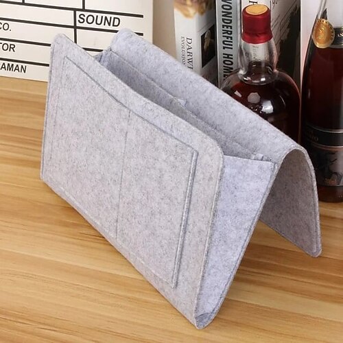 Aufbewahrungstasche mit Taschen, Hängeorganizer aus Filz, Nachttisch-Caddy, tragbare Aufbewahrungstasche für Bett, Sofa, Schreibtisch, hält wichtige Dinge griffbereit, ideal für Schlafzimmer, Wohnheim Image